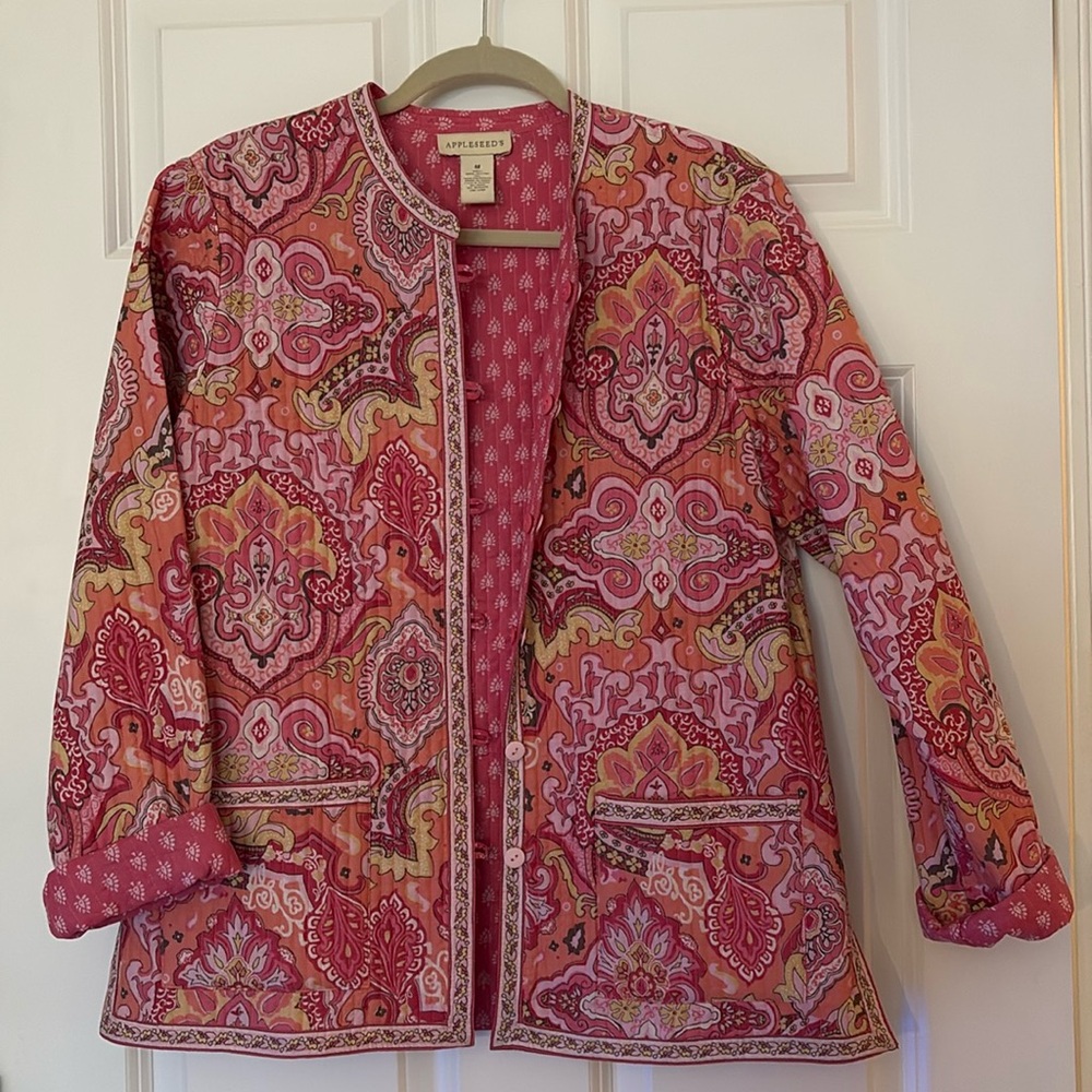 Appleseed's Reversible Quilted Paisley Floral Jacket Medium